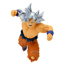 Load image into Gallery viewer, Free UK Royal Mail Tracked 24hr delivery 

Striking statue of Son Goku in his Ultra Instinct form, from the legendary anime Dragon Ball Super. This spectacular statue of Son Goku is launched by Banpresto as part of their latest Match Makers collection. 

This figure is created in amazing fashion, showing Son Goku posing in battle in his Ultra Instinct form. The details are captivating -Stunning! 

This PVC statue stands at 13cm tall, comes with a stand, and packaged in a gift / collectible box from Bandai.

