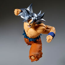 Load image into Gallery viewer, Free UK Royal Mail Tracked 24hr delivery 

Striking statue of Son Goku in his Ultra Instinct form, from the legendary anime Dragon Ball Super. This spectacular statue of Son Goku is launched by Banpresto as part of their latest Match Makers collection. 

This figure is created in amazing fashion, showing Son Goku posing in battle in his Ultra Instinct form. The details are captivating -Stunning! 

This PVC statue stands at 13cm tall, comes with a stand, and packaged in a gift / collectible box from Bandai.

