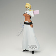 Load image into Gallery viewer, Free UK Royal Mail Tracked 24hr delivery 

Beautiful statue of Tier Harribel from the legendary anime series Bleach. This statue is launched by Banpresto as part of their latest Glitter &amp; Glamours collection. 

The statue is sculpted meticulously, showing Tier Harribel posing amazingly in her white Arrancar uniform, holding her Zanpakutō (named Tiburon).

This PVC figure stands at 25cm, and packaged in a gift/collectible box from Bandai.

Official brand: Banpresto / Bandai 

EAN: 4573102711373

Excellent gi
