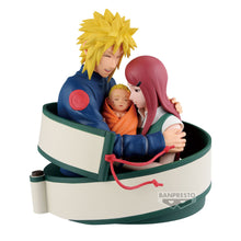 Load image into Gallery viewer, A Heartwarming Tribute to Naruto's Family

Celebrate one of the most emotional family bonds in Naruto Shippuden with this officially licensed Minato, Naruto &amp; Kushina Naruto 72 Series Figure by Banpresto / Bandai Spirits.

This beautifully designed 13cm collectible captures Minato Namikaze and Kushina Uzumaki lovingly holding baby Naruto, creating a touching family scene that stands apart from traditional battle-focused Naruto figures.

With expressive character details and a wonderfully sentimental des
