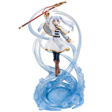 Load image into Gallery viewer, Bring the Magic of Frieren to Your Collection

Celebrate one of modern anime's most beloved fantasy characters with this officially licensed Frieren Ichibansho Figure by Bandai Spirits from Frieren: Beyond Journey's End.

Standing an impressive approximately 27cm tall, Frieren is captured in a graceful action pose wielding her staff, surrounded by flowing translucent blue effects that give the figure a wonderful sense of movement and magic.

Her distinctive white and gold outfit, long silver hair and beauti
