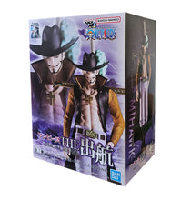 Load image into Gallery viewer, Free UK Royal Mail Tracked 24hr delivery 

Stunning statue of Dracule Mihawk from the legendary anime ONE PIECE. This figure is launched by Banpresto as part of their latest "The Shukko" collection. 

The creator completed this piece in excellent fashion, showing Dracule Mihawk posing amazingly in his uniform, and with his iconic weapon (one of the 12 Supreme Grade Blades) "Yoru" attached on his back. 

This PVC statue stands at 16cm tall, and packaged in a gift/collectible box from Bandai.

Official brand:
