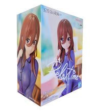 Load image into Gallery viewer, Free UK Royal Mail Tracked 24hr delivery 

Beautiful statue of Miku Nakano (Third eldest of the sibling) from the popular anime series The Quintessential Quintuplets. This figure is launched by Banpresto as part of their latest Relax Time collection. 

The creator did a fabulous work on this piece, showing Miku Nakano posing beautifully in her nightwear. -Stunning! 

This PVC statue stands at 12cm tall, and packaged in a gift / collectible box from Bandai.

Official brand: Bandai / Banpresto 

EAN: 49831648
