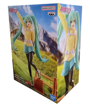 Load image into Gallery viewer, Free UK Royal Mail Tracked 24hr delivery 

Stunning statue of Hatsune Miku (Global Vocaloid Superstar). This beautiful figure is launched by Banpresto as part of their latest collection - Mountain Climbing Holiday Memories.

This statue is created remarkably, showing Hatsune Miku posing elegantly in her hiking gear and backpack. - Stunning ! 

This PVC statue stands at 20cm tall, and packaged in a gift/collectible box from Bandai. 
