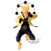 Load image into Gallery viewer, Naruto's Nine-Tails Chakra Power Unleashed
Bring the power of Naruto Uzumaki to your collection with this officially licensed Naruto Shippuden Vibration Stars Figure by Banpresto / Bandai Spirits.

Naruto is recreated in his striking Nine-Tails Chakra Mode, featuring his distinctive golden-yellow appearance, black detailing and the Truth-Seeking Balls positioned dramatically behind him. His battle-ready stance and hand sign capture the intensity and determination of Naruto as he prepares to unleash his powe
