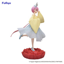 Load image into Gallery viewer, Free UK Royal Mail Tracked 24hr delivery 

Beautiful statue of Ram from the popular anime RE:ZERO - Starting Life in Another World. This stunning figure is launched by Good Smile Company as part of their latest Exceed Creative figure collection - Little Rabbit girl. 

This statue is created beautifully, showing Ram posing elegantly in her Japanese traditional rabbit outfit, and standing on top of a red lotus flower. - Stunning.

This PVC statue stands at 21cm tall, and packaged in a gift/collectible box fro
