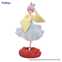 Load image into Gallery viewer, Free UK Royal Mail Tracked 24hr delivery 

Beautiful statue of Ram from the popular anime RE:ZERO - Starting Life in Another World. This stunning figure is launched by Good Smile Company as part of their latest Exceed Creative figure collection - Little Rabbit girl. 

This statue is created beautifully, showing Ram posing elegantly in her Japanese traditional rabbit outfit, and standing on top of a red lotus flower. - Stunning.

This PVC statue stands at 21cm tall, and packaged in a gift/collectible box fro
