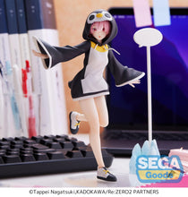 Load image into Gallery viewer, Free UK Royal Mail Tracked 24hr delivery   Beautiful statue of Rem from the popular anime series Re:Zero Starting Life in Another World. This figure is launched by SEGA as part of their latest Luminasta collection.  This figure is created beautifully, showing Rem posing beautifully in her super cute Penguin outfit, standing beside her pop up stand. The stand can also used as a pen holder. 
