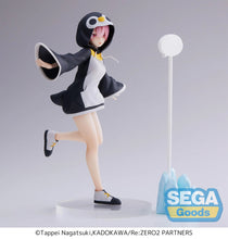 Load image into Gallery viewer, Free UK Royal Mail Tracked 24hr delivery   Beautiful statue of Rem from the popular anime series Re:Zero Starting Life in Another World. This figure is launched by SEGA as part of their latest Luminasta collection.  This figure is created beautifully, showing Rem posing beautifully in her super cute Penguin outfit, standing beside her pop up stand. The stand can also used as a pen holder. 
