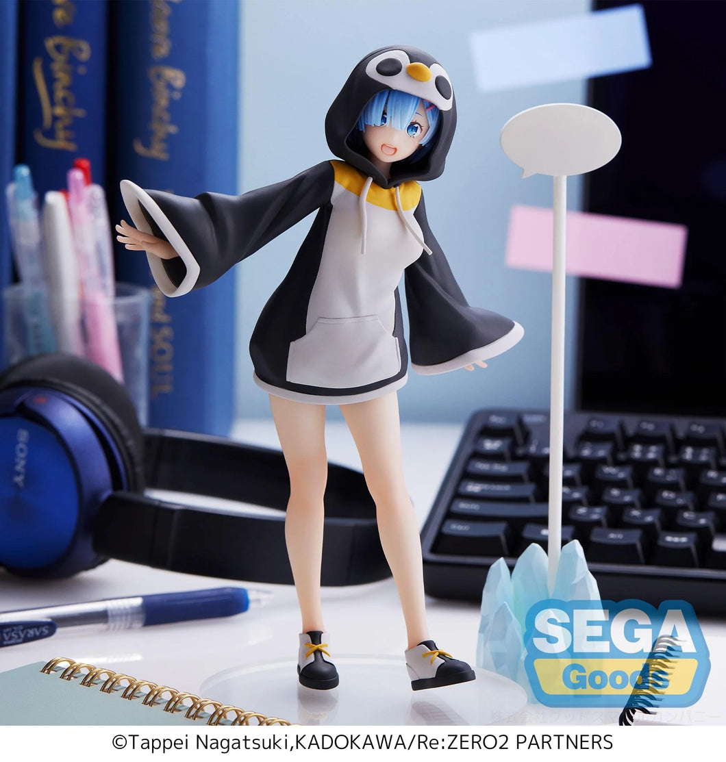 Free UK Royal Mail Tracked 24hr delivery   Beautiful statue of Rem from the popular anime series Re:Zero Starting Life in Another World. This figure is launched by SEGA as part of their latest Luminasta collection.  This figure is created beautifully, showing Rem posing in her super cute Penguin outfit.   This PVC statue stands at 20cm tall, and packaged in a gift collectible box from SEGA.   Official brand: SEGA  Excellent gift for any Re: Zero fan.