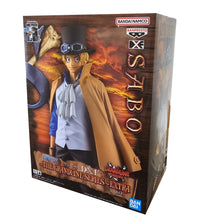 Load image into Gallery viewer, Free UK Royal Mail Tracked 24hr delivery

Stunning statue of Sabo (Chief of Staff of the Revolutionary Army) from the legendary anime ONE PIECE. This statue is launched by Banpresto as part of their latest DXF collection - The Grandline Seies. 

The sculptor created this piece in amazing fashion, showing Sabo posing in his uniform, and holding his iron pipe! 

This PVC statue stands at 18cm tall, and packaged in a gift/collectible box from Bandai. 

Official brand:  Banpresto / Bandai
