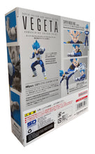 Load image into Gallery viewer, Free UK Royal Mail Tracked 24hr Delivery   

Spectacular statue of Vegeta (Super Saiyan God Super Saiyan Vegeta)  from the the legendary anime Dragon Ball Super. This premium figure is launched by Tamashii Nations as part of their new S.H.Figuarts collection - Unwavering Saiyan Pride.

The set comes with four facial expressions, premium articulated figure of Vegeta (14 point articulation), and three pairs of hands (included the folded arms). 
