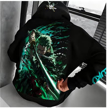 Load image into Gallery viewer, Free UK Royal Mail Tracked 24hrs delivery

Stunning design of Roronoa Zoro - One Piece- anime hoodie 

The smooth design of this cotton hoodie makes it lightweight and comfortable to wear. A large front pocket and an adjustable hood with drawstrings. Premium DTG design, easy to wash, and the colours will not fade or crack.

Excellent gift for any One Piece fan.

Material: Cotton

Size: Unisex
