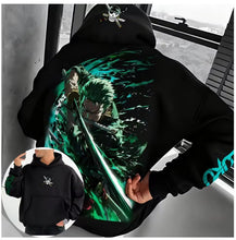 Load image into Gallery viewer, Free UK Royal Mail Tracked 24hrs delivery

Stunning design of Roronoa Zoro - One Piece- anime hoodie 

The smooth design of this cotton hoodie makes it lightweight and comfortable to wear. A large front pocket and an adjustable hood with drawstrings. Premium DTG design, easy to wash, and the colours will not fade or crack.

Excellent gift for any One Piece fan.

Material: Cotton

Size: Unisex
