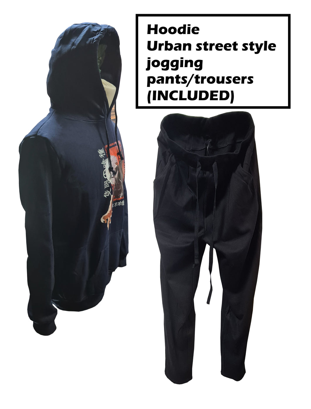 Free UK Tracked 24hr delivery   Excellent set of Tokyo Ghoul Hoodie and Urban Trousers. The set is made from soft cotton, which makes it really comfortable to wear.   Premium DTG printing quality of Ken Kaneki, adapted from the popular anime Tokyo Ghoul.   Excellent set for any Tokyo Ghoul fan. 