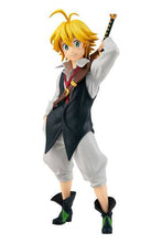 Load image into Gallery viewer, FREE UK Royal Mail Tracked 24hr Delivery.  Striking figure of Meliodas from the popular anime The Seven Deadly Sins. This figure is part of the Goodsmile Company&#39;s Pop Up Parade series.   The sculptor has really did a stunning job creating this high-detailed PVC statue of Meliodas. The statue shows Mediodas wearing his classic waistcoat and posing with his sword.   The PVC statue stands at 18cm tall, comes with a base, and packed in a official window display box from Goodsmile. 
