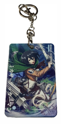 Free UK Royal Mail 24hr delivery  Beautiful crafted Attack On Titan Card holder with keyring. DTG high quality design of Mikasa, adapted from the popular anime Attack On Titan.  The card holder is made of High-quality PVC plastic with a smooth matt finish. The card holder can be used for storing bank cards/student cards/and other ID cards.  Size: 6.7cm x 11cm (Approx) Can store up to three regular size credit cards. Excellent gift for any Attack On Titan fan.