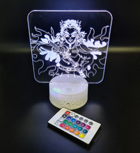 Load image into Gallery viewer, Free UK Royal Mail Tracked 24hr delivery.  Combining art and technology makes this 3D visual effect lamp a perfect gift for anime fans. The acrylic design produces an optical 3D hologram effect which brings the anime character to life.  The base has a touch sensor which makes it simple to control all the seven colour lighting modes. The set also includes a remote control for you to control the lamp with ease.
