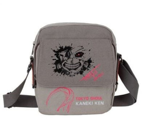 High quality Tokyo Ghoul shoulder bag. This bag is made from high quality Oxford fabric.  Excellent quality DTG print design, adjustable shoulder straps, and a external compartments. The internal section is spacious with an internal section for purse and wallet, the bag can fit a books, notepad and a phone.  The bag is light weight and sturdy. Excellent for daily use.  This is an amazing gift for any Tokyo Ghoul fan.