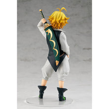 Load image into Gallery viewer, FREE UK Royal Mail Tracked 24hr Delivery.  Striking figure of Meliodas from the popular anime The Seven Deadly Sins. This figure is part of the Goodsmile Company&#39;s Pop Up Parade series.   The sculptor has really did a stunning job creating this high-detailed PVC statue of Meliodas. The statue shows Mediodas wearing his classic waistcoat and posing with his sword.   The PVC statue stands at 18cm tall, comes with a base, and packed in a official window display box from Goodsmile. 
