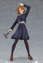 Load image into Gallery viewer, FREE UK Royal Mail Tracked 24hr Delivery  Striking and cool figure of Nobara Kugisaki from the popular anime series Jujutsu Kaisen. This figure is part of the Goodsmile Company&#39;s Pop Up Parade series.   The sculptor has really did an spectacular job creating this high-detailed PVC statue of Nobara. The figure shows Nobara in her classic navy blue uniform, posing with her primary weapon (Metal Hammer and Nails). 
