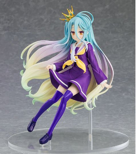 FREE UK Royal Mail Tracked 24hr Delivery  Striking and cool figure of the main female protagonist Shiro of the popular anime - No Game No Life.  This figure is part of the Goodsmile Company's Pop Up Parade series.   The sculptor has created this figure meticulously, showing Shiro posing in her uniform wearing her crown.   The PVC statue stands at 18cm tall , comes with a base,  and packed in a official window display box from Goodsmile. 
